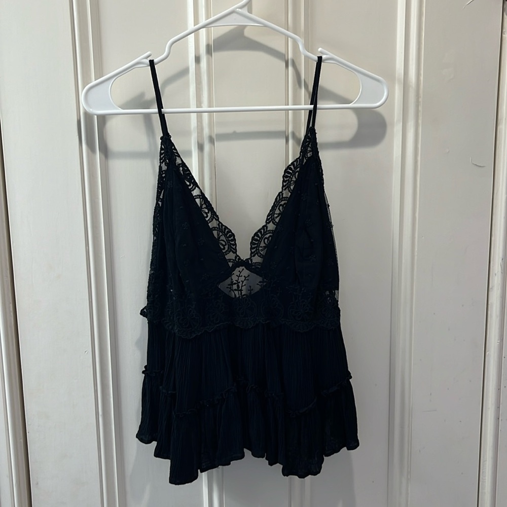 Free people black lace blouse/top